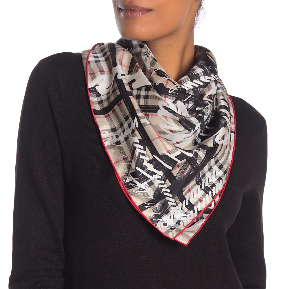 NWOT Burberry Silk Scribble Scarf